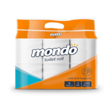 MONDO TOILET PAPER ROLL 6 PACK 2PLY 250PULLS